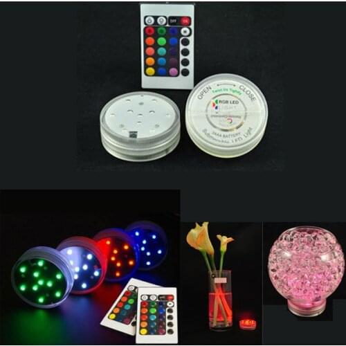 10 LED Multi Colors Submersible Waterproof Wedding Party Decoration Floral Vase Base Light +Remote