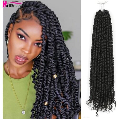 20Inch Long Passion Twist Crochet Braiding Hair Extensions Ombre Curly Synthetic Braid hair African 12strands Hair Expo