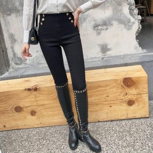 2020 Black Women Classic Pants High Waist Pencil Pants Legging Skinny Capris Elastic Character Aesthetic