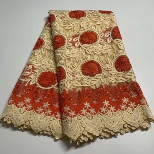 2021New Arrival African Cord Lace Fabric Embroidered Mesh Lace Fabric African Lace High Quality Tulle Lace for Party 5 yards