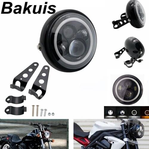 7" 7 inch Headlight DRL Turn Signal Light With Chrome 7 inch Headlight Housing Bucket for Honda Yamaha Chopper Cafe Racer Bobbe