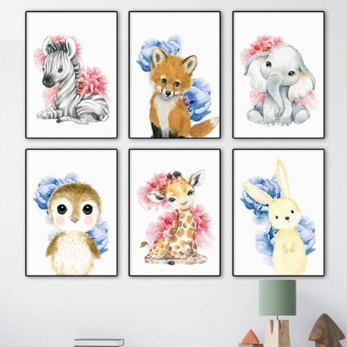 Diamond Mosaic Baby Giraffe Rabbit Deer Fox Tiger Full Round Drill Embroidery Cross Stitch Kits Diamond Painting Home Decoration