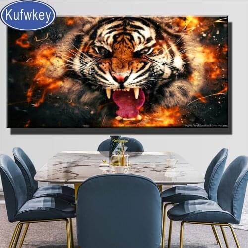 Diamond Embroidery Vicious Tiger diamond painting Full Square/Round drill 5d diamond embroidery Animal 3d cross stitch,Top Gift