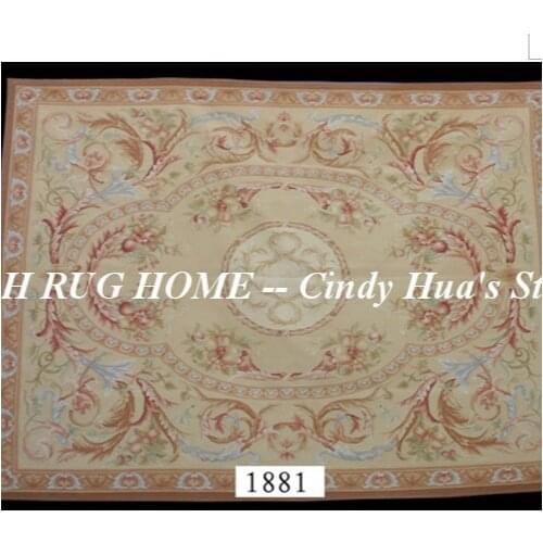 Free shipping 8'x10' Aubusson rugs woolen carpets Beige and medallian aubusson rugs for home decoration bedrooom rugs