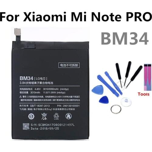 BM34 Mobile Phone Battery For Xiaomi Mi NOTE PRO Real Capacity 3090mAh Replacement Li-ion Battery