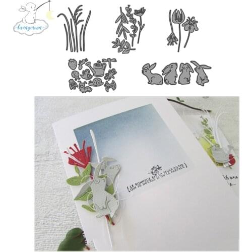 CH Rabbits and Flower leaves Stencil Metal Cutting Dies For Scrapbooking Practice Hands-on DIY Album Card Handmade Tools