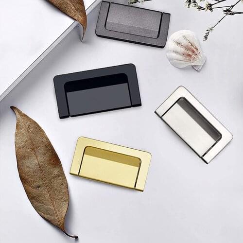 Black Golden Cupboard Handle Brushed Stainless Steel Kitchen Handles Hidden Wardrobe Drawer Pulls Knob Furniture Handle Hardware