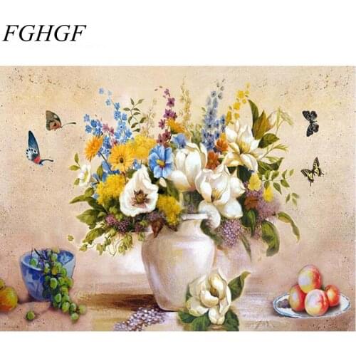 FGHGF Dropshipping manufacturer new design DIY digital modern flower oil painting by numbers