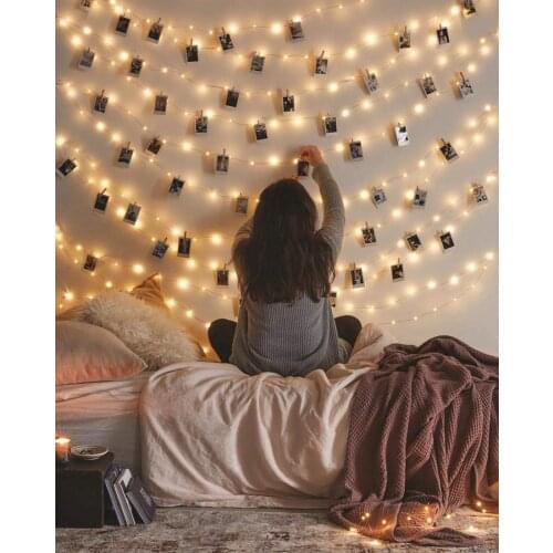 2M USB Photo Clip Festoon Led String Fairy Lights Battery Operated Garland New Years Party Christmas Decorations for Home Room