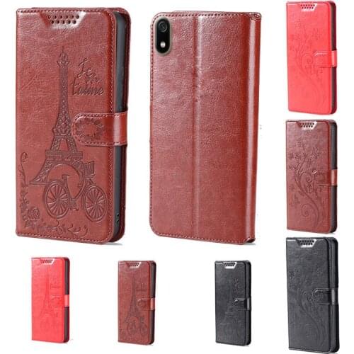 Intaglio icon butterfly flower Tower Flip Leather Wallet Phone Case For Xiaomi Redmi 7A Phone cover with card slot