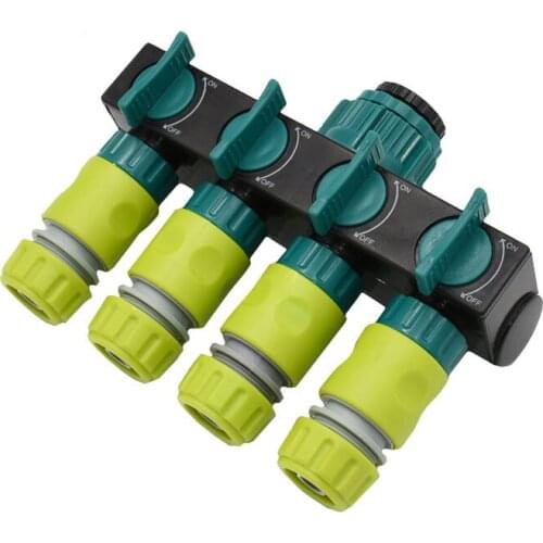 Drip Irrigation 4 Way Tap Garden Tap Splitter Irrigation Hose Faucet Adapter Cranes 1/2 Hose Connector 1pcs