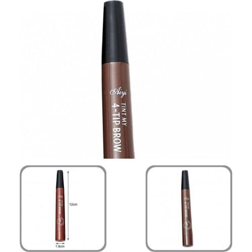 Smooth Lines 5ML Fashionable 4-Fork Eyebrow Tattoo Pen Portable Liquid Eyebrow Pencil Natural for Outdoor