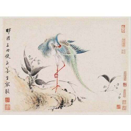 Painting Chinese Hua Yan Birds And Flowers Art print Silk poster Home Wall Decor