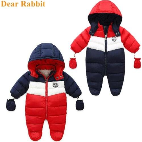 2020 New born Baby clothes Snowsuit Children Infant Winter Coat Warm Liner Hooded Jumpsuit Boys Girls Duck Down Outwear Overalls