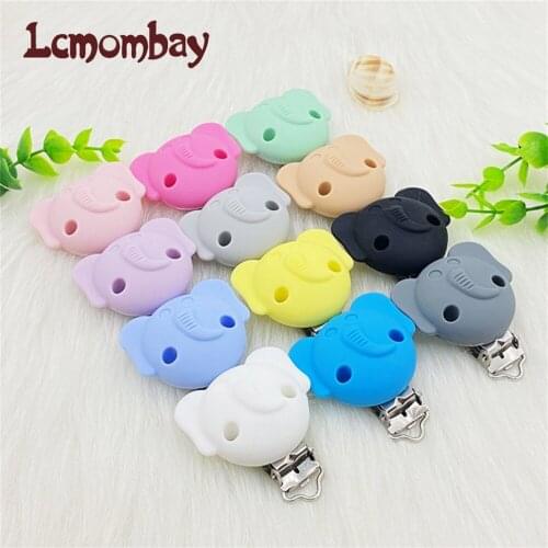 Lcmombay Elephant Pacifier Clips Cartoon Silicone Soother Holder Infant Pacifier Nipple Holder Multi Color Clamp Toy Dummy Clips