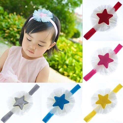 1 Pieces Baby Girl Headband Infant Hair Flower Cloth Star Lace Newborn Headwear Tiara Headwrap Gift Toddlers Bandage Crystal