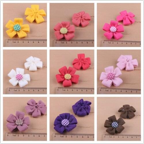 New Arrival 6pcs/Lot 47mm Handmade Flower Patch Girls Hair Jewelry Bow Center Ornament Accessories Button Stickers Bow Center