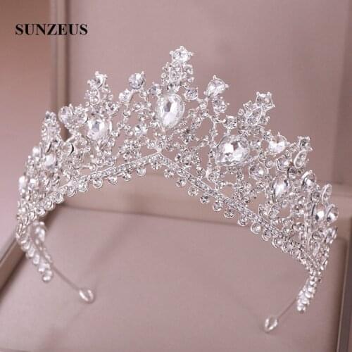 New Hot Crystals Queen Crowns Strass Rhinestones Bridal Tiaras Silver Headband For Wedding Party SQ395