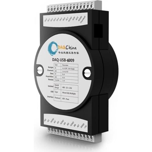 New DAQ-USB-6009 data acquisition module DAQ 8-channel 14-bit 8AD 48k Real-time 2DA 8DI/DO the Labview Replace NI USB-6009
