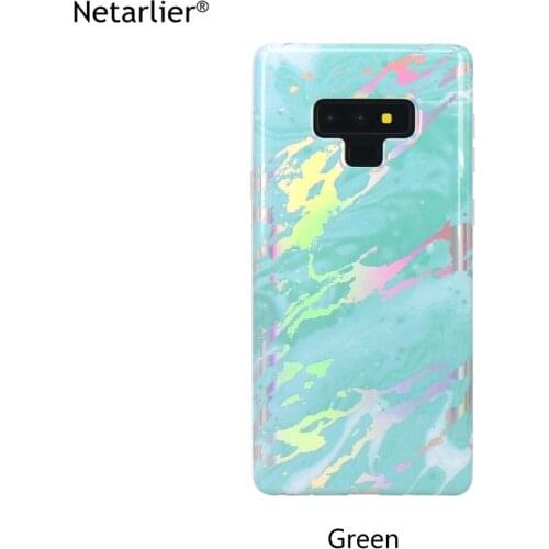 Netarlier IMD Fitted Case For Samsung Galaxy Note8 note9 S9 S9Plus Green Holo Chrome Marble Design Glossy Protective Case Cover