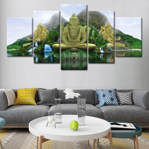High Definition Printed 5 Pieces :The Lndian Buddha Mandala In Fairy Lsland Poster Canvas Art Draw Hall Bedroom Corridor Decorat