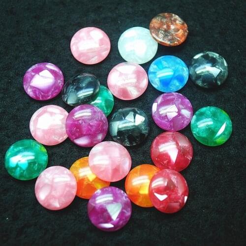 50pcs plastic cabochons no hole round size 14mm mix colors by randoms loose plastic beads women bracelets making metal base