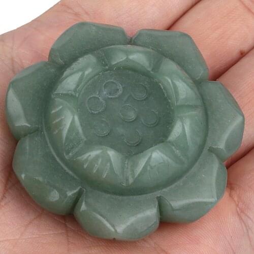 TUMBEELLUWA 2" Green Aventurine Lotus Flower Healing Crystal Ball Stand Office/Home Decor