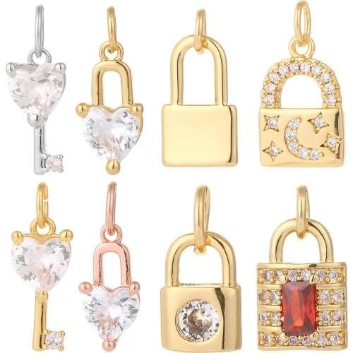 Key Lock Jewelry Charms for Jewelry Making Heart Cute Charm Pendant Charms for Earrings Necklace Bracelet Make Gold Copper