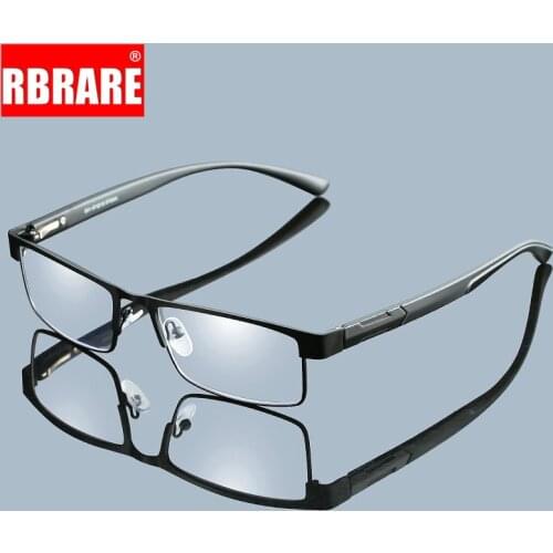 RBRARE Titanium Alloy Reading Glasses Men Clear Lenses Retro Business Hyperopia Prescription Eyeglasses Gafas De Hombre Italia