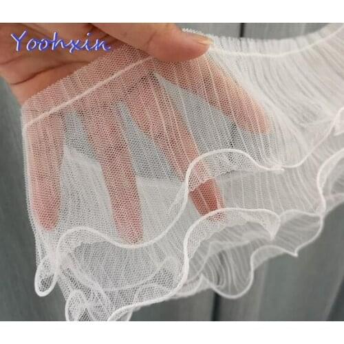 12cm Luxury Tulle Chiffon Lace Embroidery Dress Collar Lace Ruffle Trim Ribbon For Women Clothes Curtains Hem Decor Sewing DIY