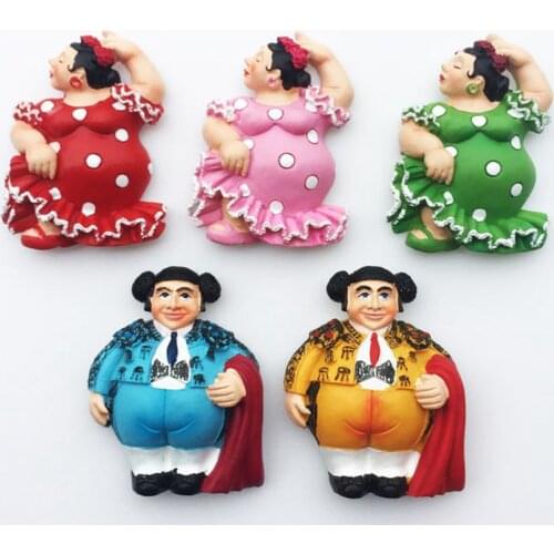 Hand-painted Spain Flamenco Dancing Bullfighter 3D Fridge Magnets Souvenirs Refrigerator Magnetic Stickers Gift