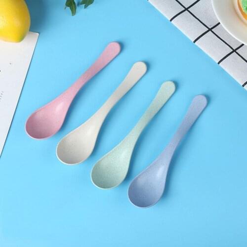 4pcs Wheat Straw Soup Spoon Portable High Quality Plastic Spoon Kitchen Soup Accessories Colourful Self Toddler For Kids Fe D5R4