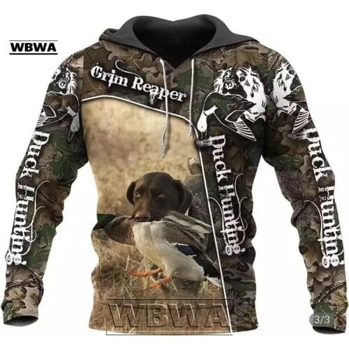 Wild duck and wild boar hunting full printed hoodie Harajuku fashion hoodie for men and women in autumn hooded casual street hoo