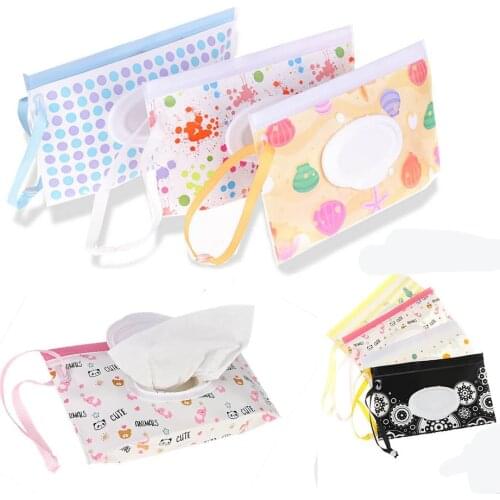 Baby Care Wet Wipe Box Eco-Friendly Easy-carry Wet Tissue Cleaning Wipes Container Case Wet Wipe Bag EVA Snap Strap Wipes Bag