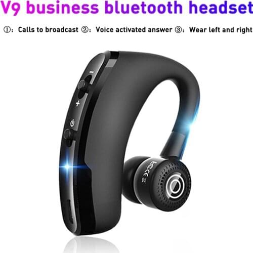 V9 Business Car Bluetooth Earphones Wireless Handsfree Headphones Sports Earbuds Wifh HD Call Mic For iPhone Samsung Xiaomi