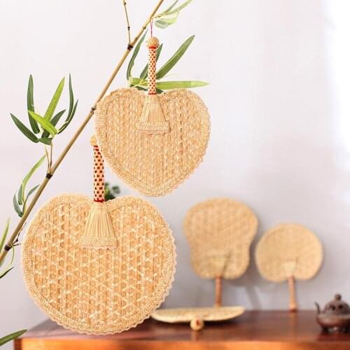 Hand-woven Wheat Straw Fan Old Man Summer Natural Hand Fan Art Home Decoration