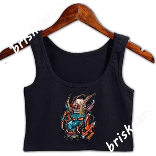 The Great Serpent Tattoo Dragon Crop Top Women Tops Fitness O Neck Designing Sexy Funny Casual Outfit Summer Style Vest