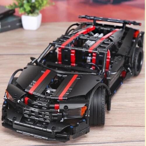 High-tech Black Supercar Car Building Blocks Expert Creator Racing Sport Car Bricks Moc 3D Model Modular For Puzzle Toy Kid Gift