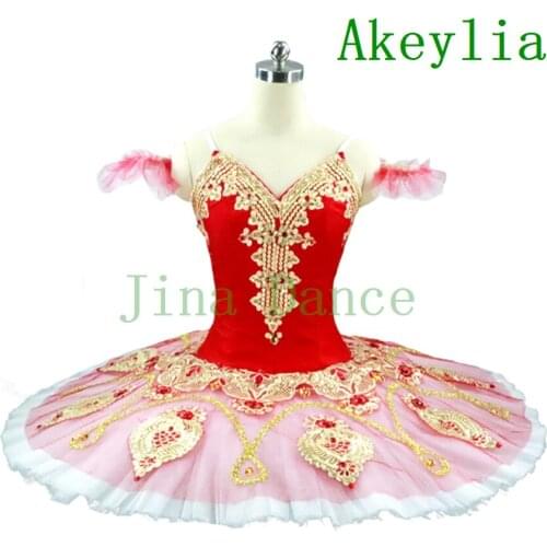 Red Performance tutu for Women Ballet Stage Costume Gamzatti Professional Ballet Tutus Skirt Ballerina pancake Dress JN9175