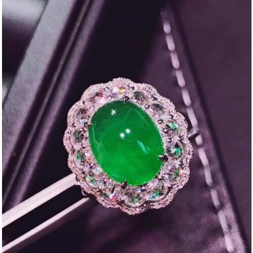 H714 Emerald Ring 5.25ct Pure 18 K Gold Jewelry Nature Green Emerald Gemstone Diamond Female Rings for women Fine Ring
