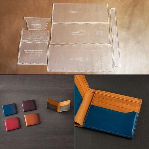 1Set DIY Acrylic Template New Short Clip Wallet Fashion Personalise Leather Craft Pattern DIY Stencil Sewing Pattern 11cm*9.5cm