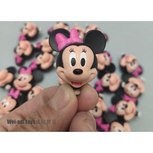 100PCS 4cm Disney Minnie doll cute cartoon head DIY decoration accessories cake decoration toy mobile phone case