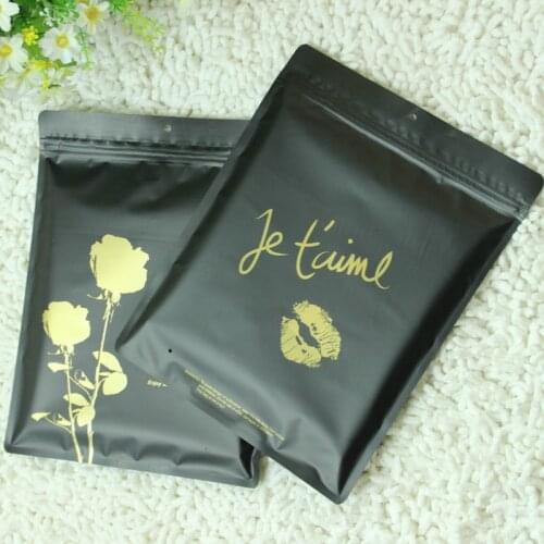 100pcs Resealable Black Plastic Seal Zip Lock Bags Poly Ziplock Bag Sexy lingerie Packaging Storage Bags