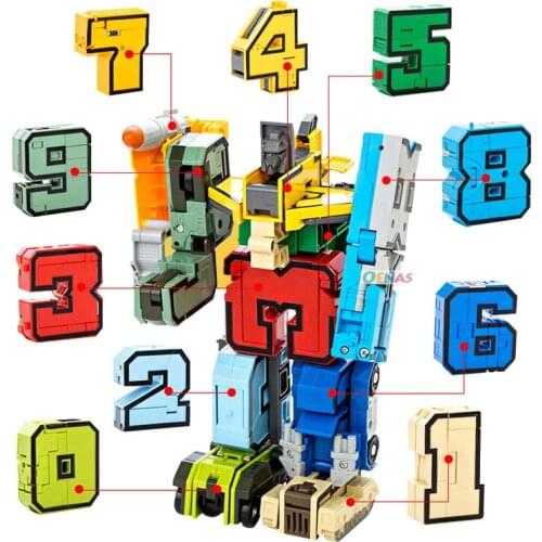 15 in 1 Educational Assembling Building Blocks Action Figure Transformation Robots Number Deformation Toys For Children 15pcs
