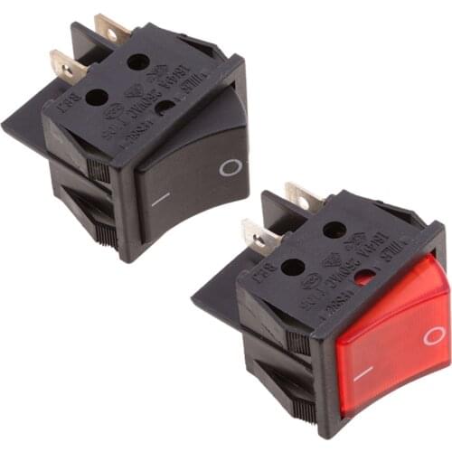 2 Pieces 12V 20A Car Boat Marine Auto Motorcycle On/Off DPST Rocker Switch - Red Light Illuminated & Black Unilluminated