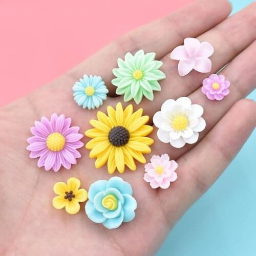20 Pcs Resin Charm Flower Home Decoration Scrapbooking Cute Craft DIY Embellishments Accessories Buttons