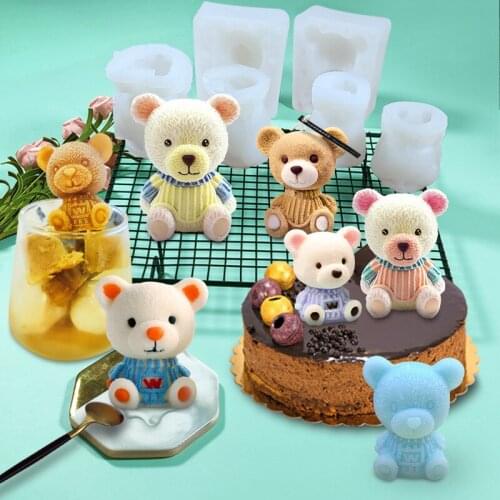 2021 new net red bear ice cube silicone mold bar wine glass decoration bear ice ball mold cake decoration kitchen accessories