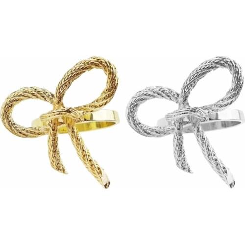 8 pcs/lot golden napkin ring butterfly bow tie napkin buckle hotel restaurant