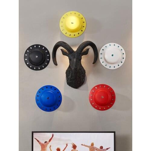 Large Size 50cm Lucky Black White Sheep Head Statue Wall Hanging Creative Ornaments Bar Ktv Wall Pendant Decoration Accessories