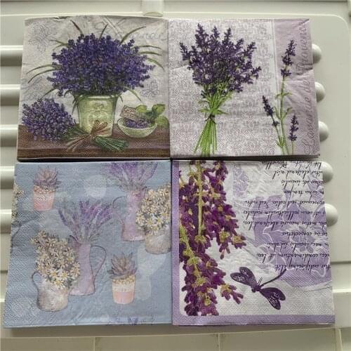 Decoupage paper napkins elegant tissue vintage towel flower lavender pot dragonfly birthday wedding party home beautiful decor